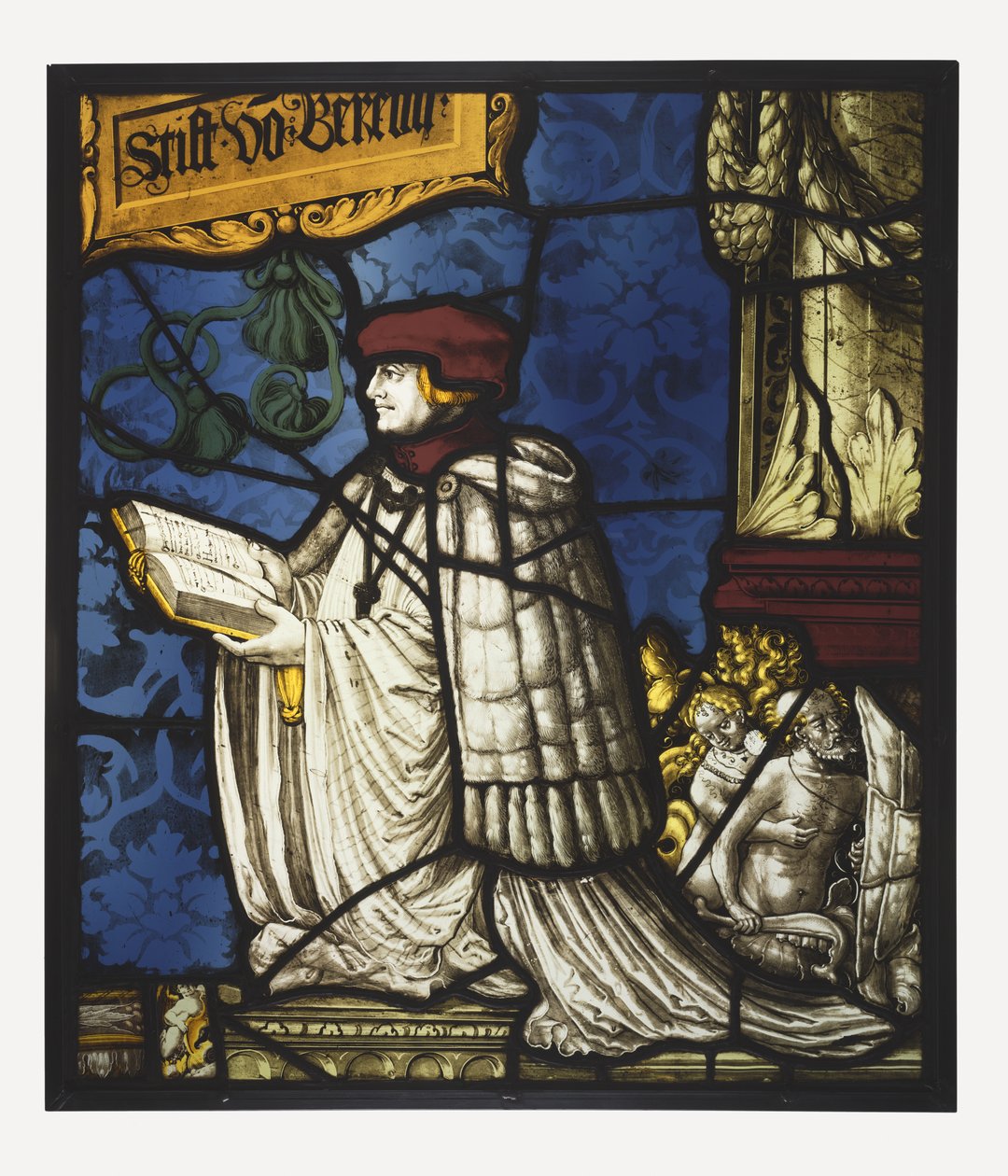 En præmonstratensisk kanon; ca. 1520 (potmetal og farveløst glas, oxidmaling og sølvbejdse; bly kom) af Hans Holbein der Jüngere