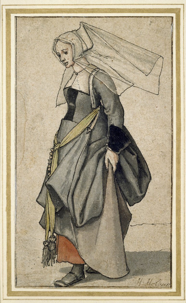 A Young English Woman, 1500-tallet (pen og blæk og wc på papir) af Hans Holbein der Jüngere