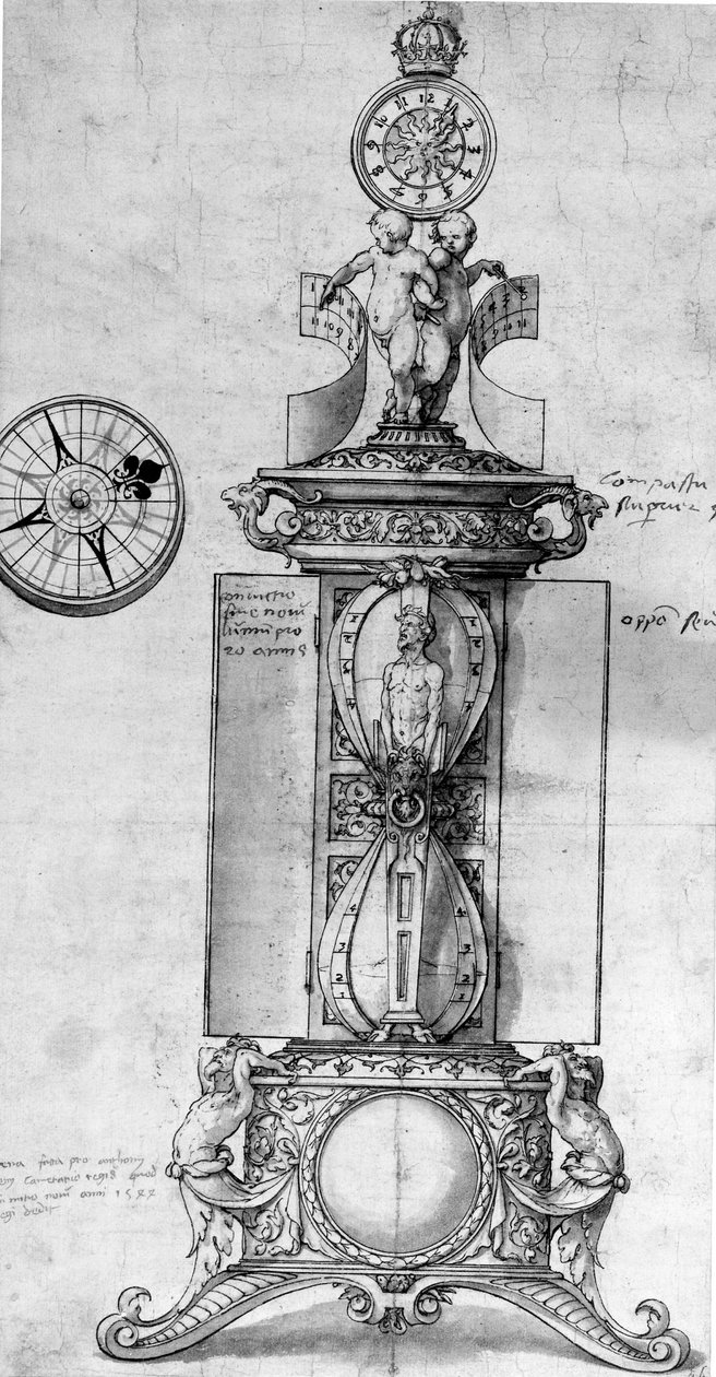 Design til en Clocksalt, ca. 1543 (pen og blæk og vask) af Hans Holbein der Jüngere