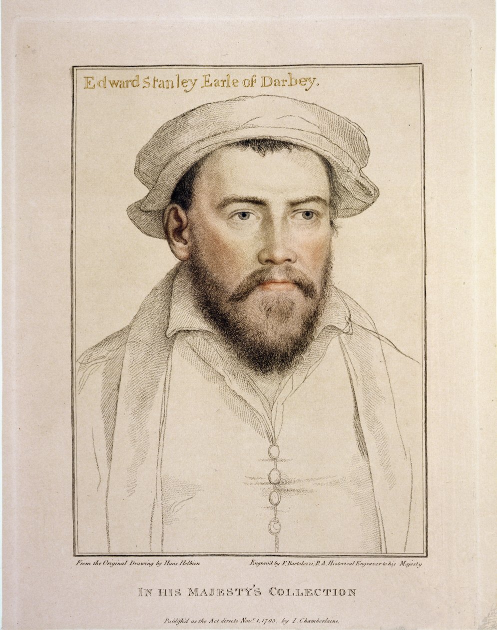 Edward Stanley Earle of Darby (1508-1572) graveret af Francesco Bartolozzi (1727-1815) 1793 af Hans Holbein der Jüngere