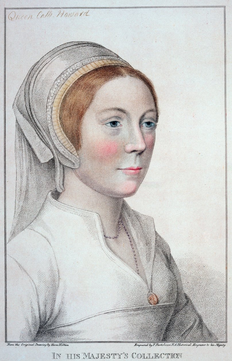 Portræt af Catherine Howard (1520-42) graveret af Francesco Bartolozzi (1727-1815) 1796 af Hans Holbein der Jüngere