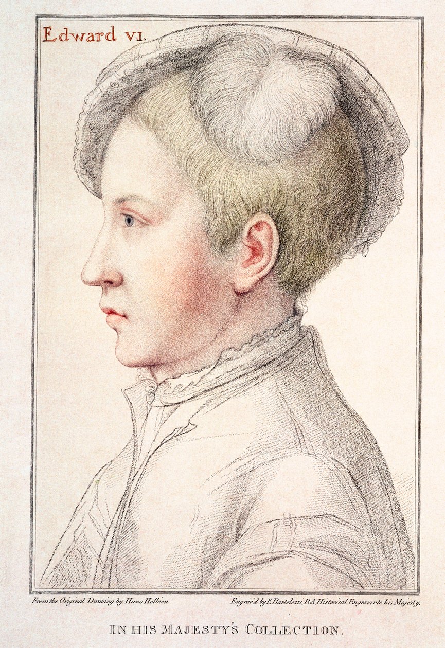 Portræt af Edward VI (1537-53) indgraveret af Francesco Bartolozzi (1727-1815) 1796 af Hans Holbein der Jüngere