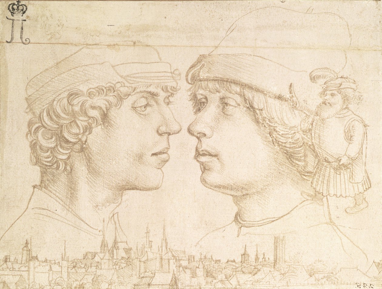 Portrætter af to unge, en dværg og et bybillede, ca. 1514 (sølvspids) af Hans Holbein der Jüngere