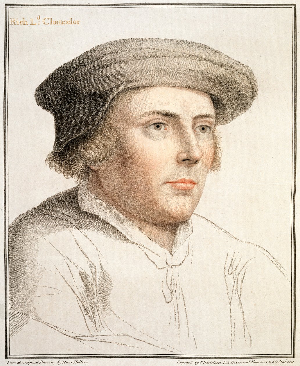 Richard Rich, første baron Rich (ca. 1496-1567) graveret af Francesco Bartolozzi (1727-1815) af Hans Holbein der Jüngere