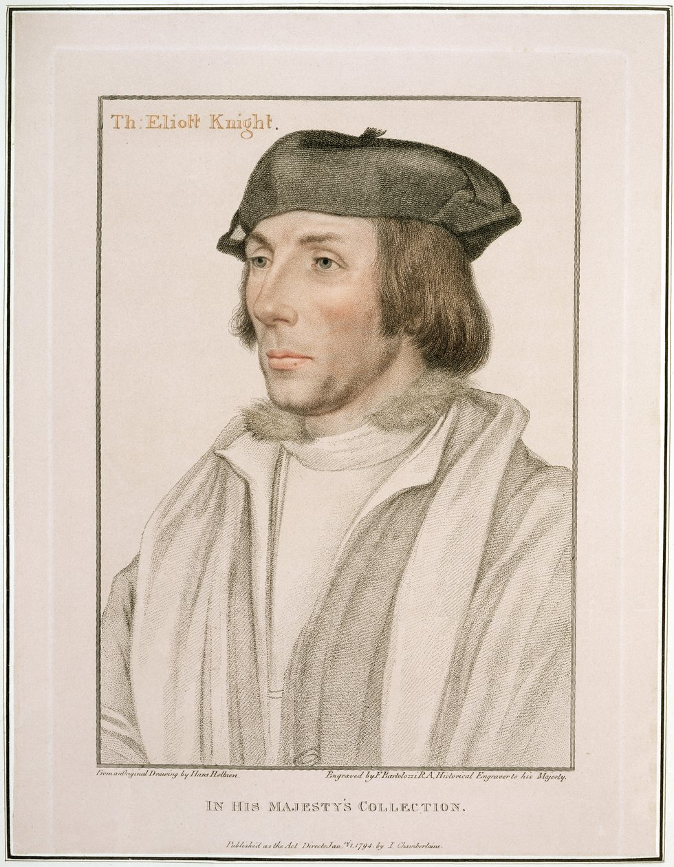 Sir Thomas Elyot (ca. 1490-1546) graveret af Francesco Bartolozzi (1727-1815) 1794 af Hans Holbein der Jüngere