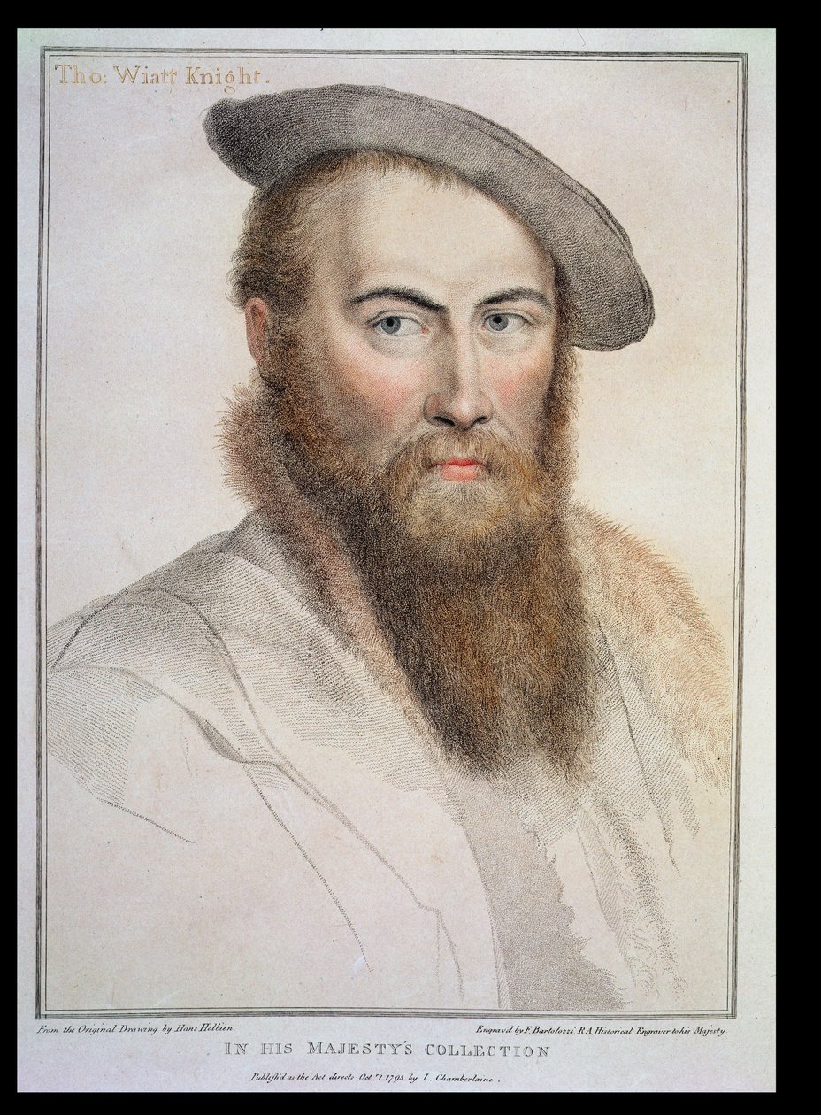 Sir Thomas Wyatt (ca. 1503-42), graveret af Francesco Bartolozzi (1727-1815) af Hans Holbein der Jüngere
