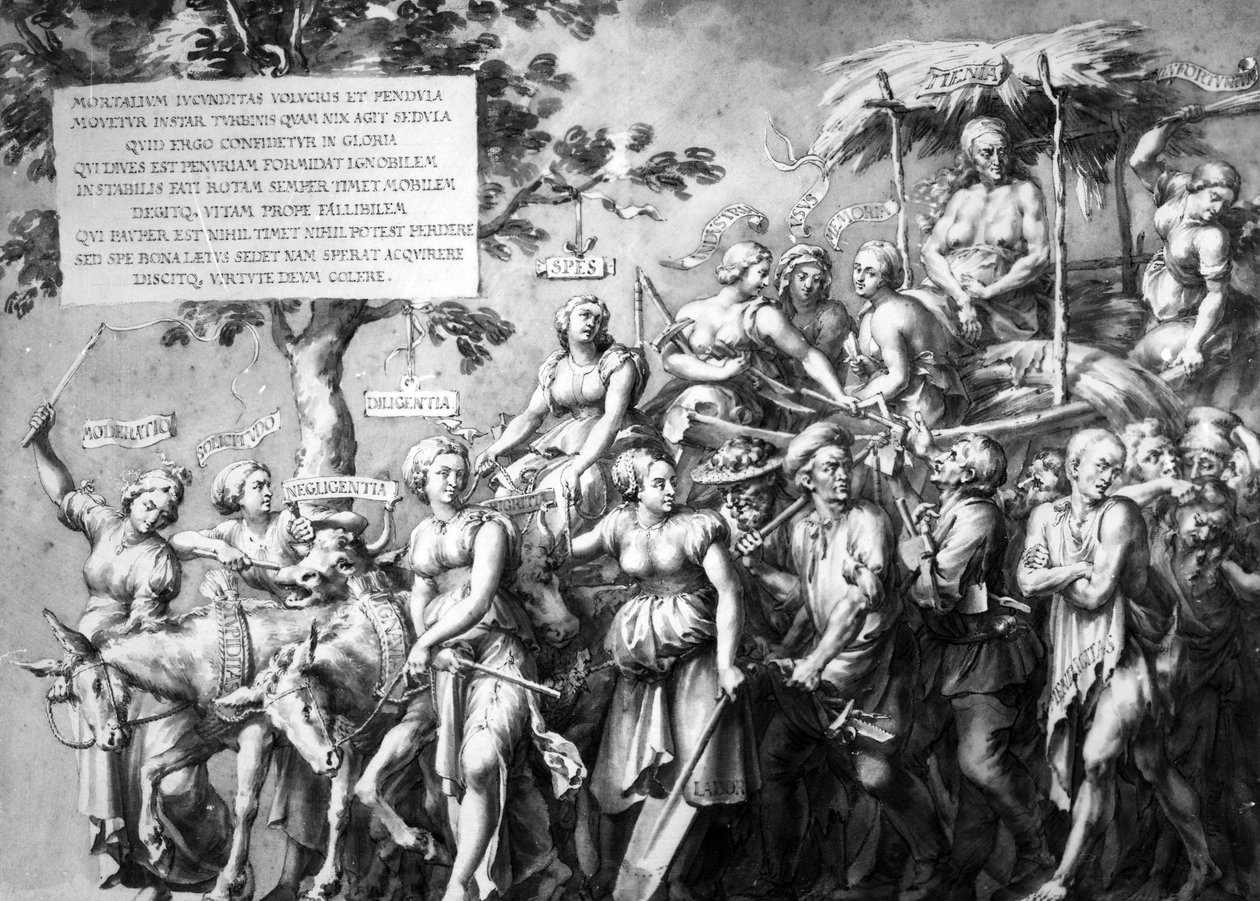 Fattigdommens triumf, tegnet af Jan de Bisschop, ca. 1650 (pen, blæk og vask på papir) af Hans Holbein der Jüngere