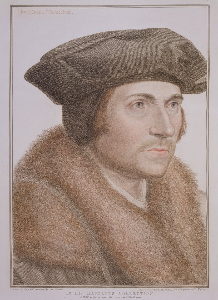 Thomas More, Lord Chancellor (1478-1535) graveret af Francesco Bartolozzi (1727-1815) af Hans Holbein der Jüngere