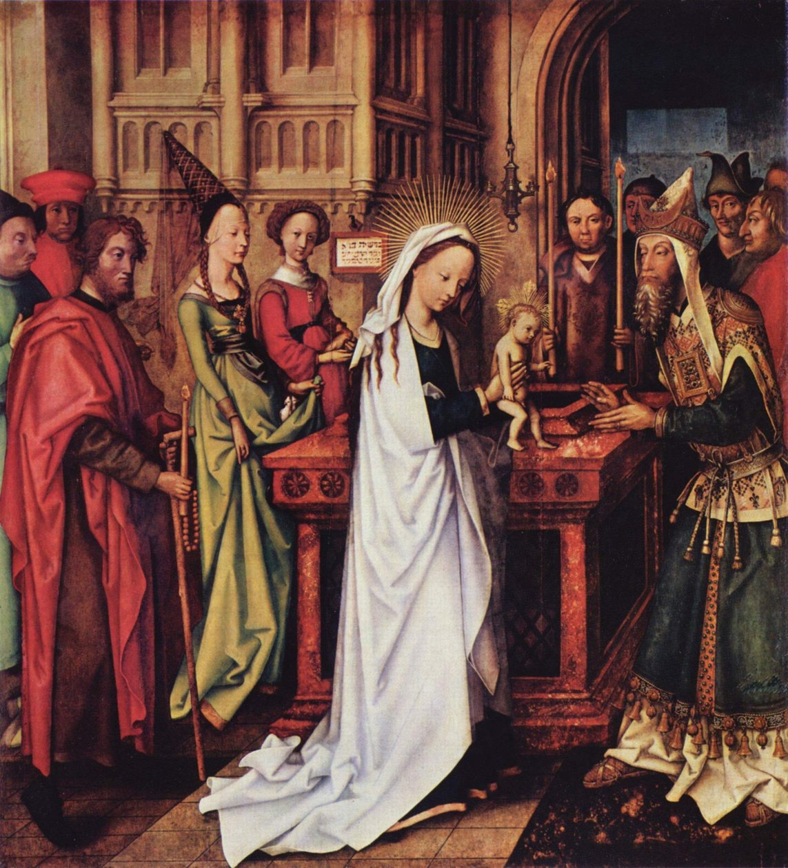 Tysk: Darstellung Christi im Tempel Dominikanernes alter, venstre inderfløj, nederste panel: Præsentationen af Kristus i templet af Hans Holbein the Elder