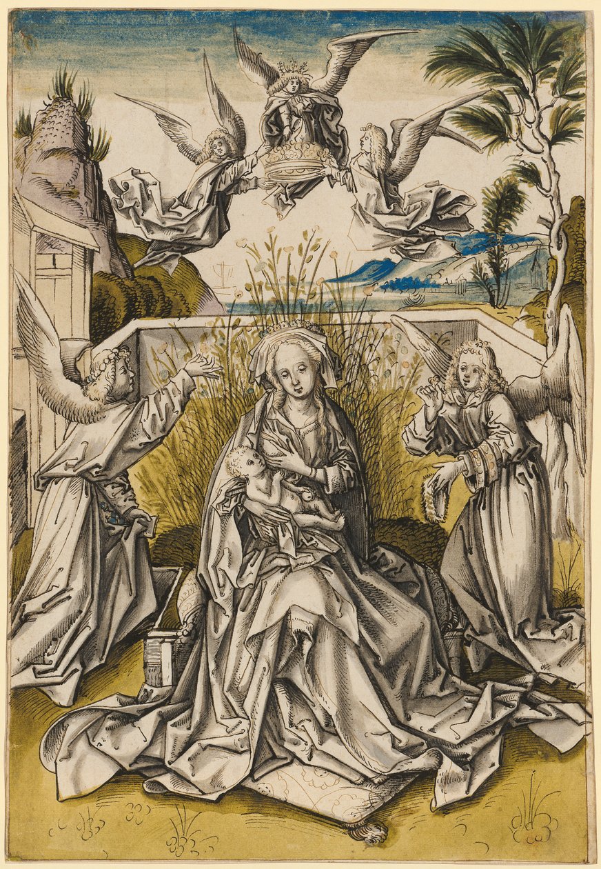 Madonna og engle i et landskab, ca. 1500 af Hans Holbein the Elder