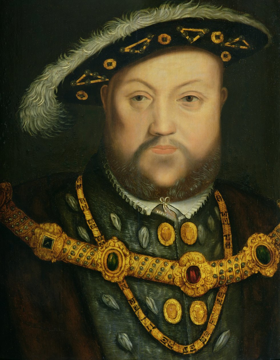 Portræt af Henrik VIII (1491-1547) i en juvelbesat kæde og pelsklæder af Hans Holbein the Elder