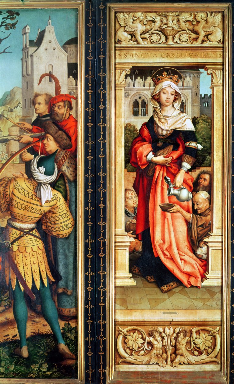 St. Elizabeth af Ungarn (1207-31) højre panel fra St. Sebastians Triptykon, 1516 af Hans Holbein the Elder
