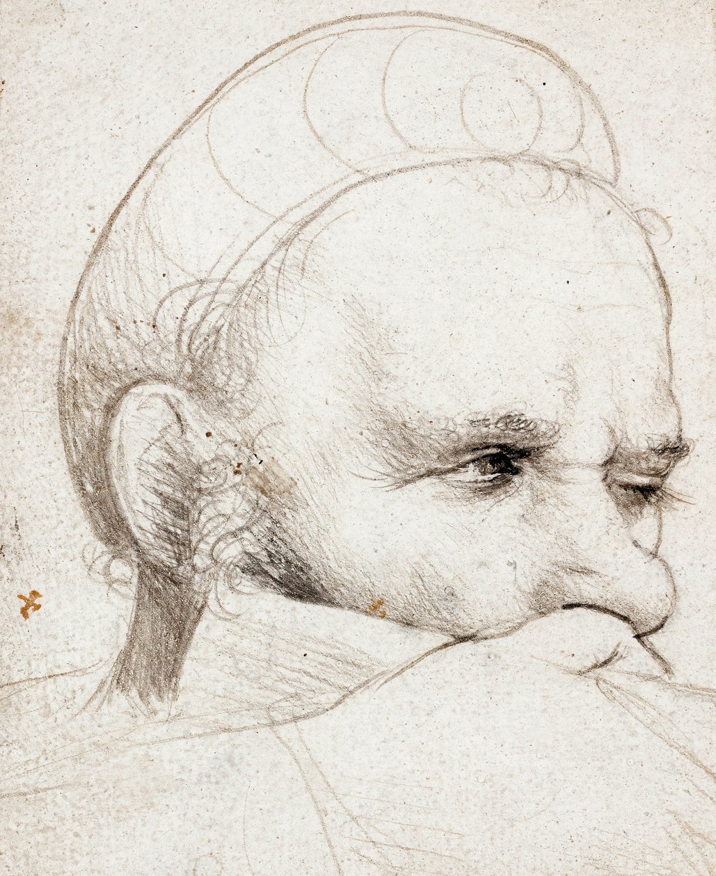 Hovedet af en armbrøstmand tager sigte af Hans Holbein the Elder