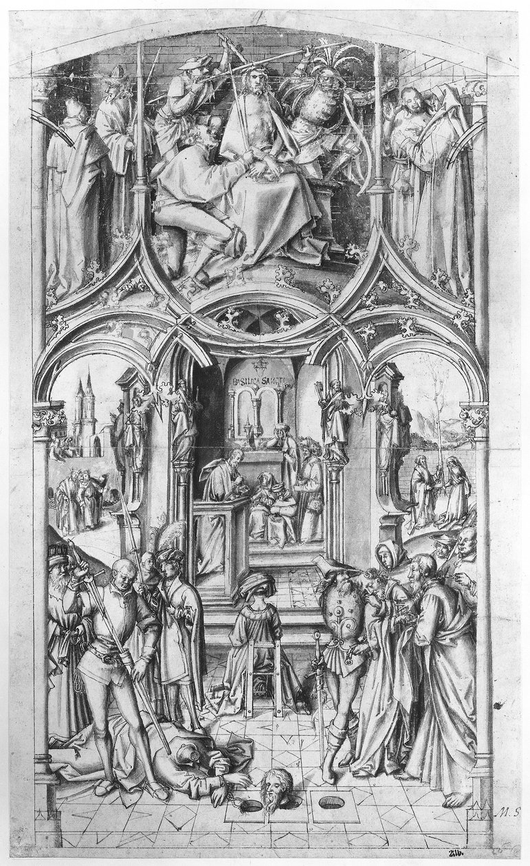 Forberedende tegning til "Basilica San Paolo fuori le mura". af Hans Holbein the Elder