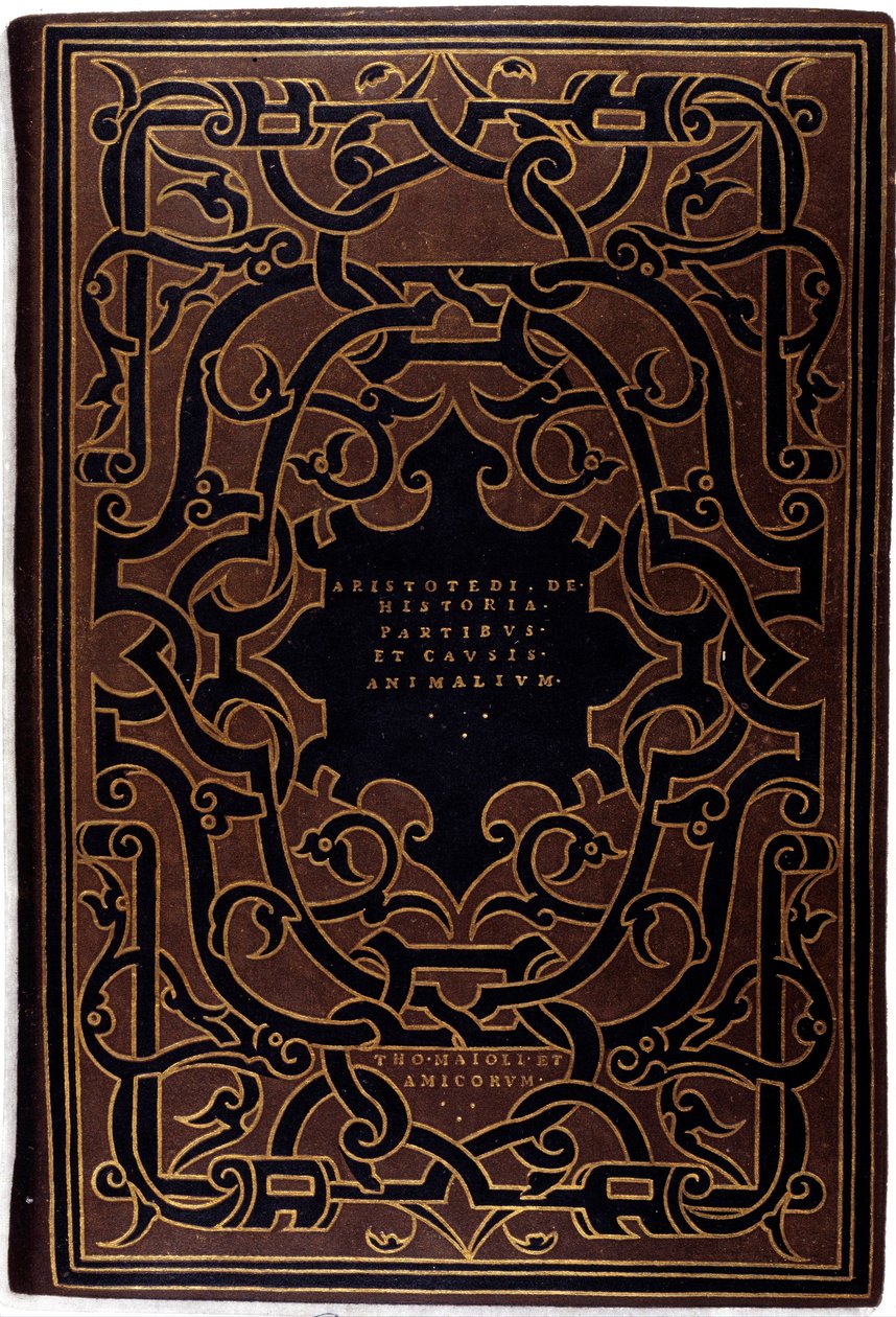 Indbinding af samlingen "" Historier om Aristoteles og Theophrasti""" tegnet af Hans Holbein den Yngre (1497-1543) 1534 Paris, dekorativ kunst af Hans Holbein der Jüngere