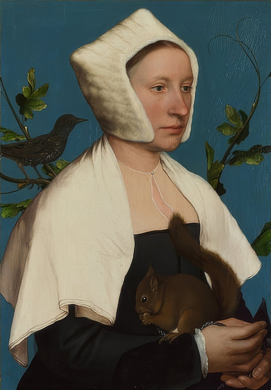 Dame med egern og stjerne (Anne Lovell?). Omkring 1526-28 af Hans Holbein der Jüngere