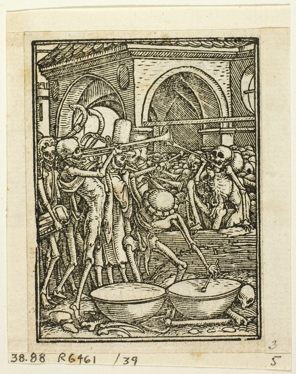 Dance of Death, plade 39 fra Træsnit fra bøger fra det XVI århundrede af Hans Holbein the Younger