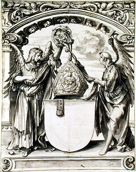 Design til et glasmaleri, ca. 1520 (pen og grå vask med sort kridt på papir) af Hans Holbein der Jüngere