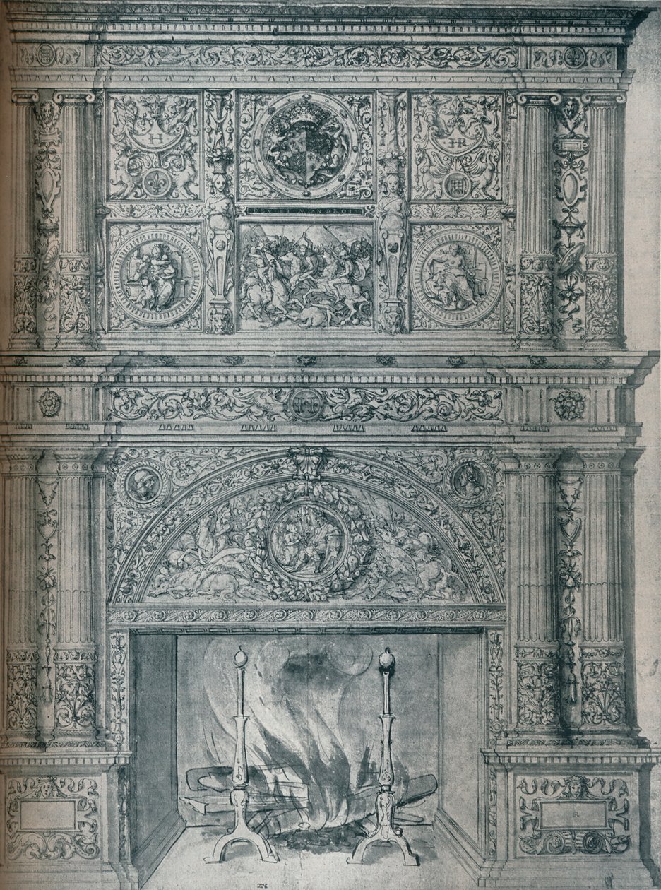 Tegning af skorstensstykke, c1537 af Hans Holbein der Jüngere