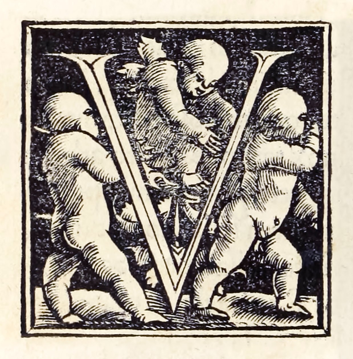 Oplyst "V" fra 1518 Basel tredje udgave af 