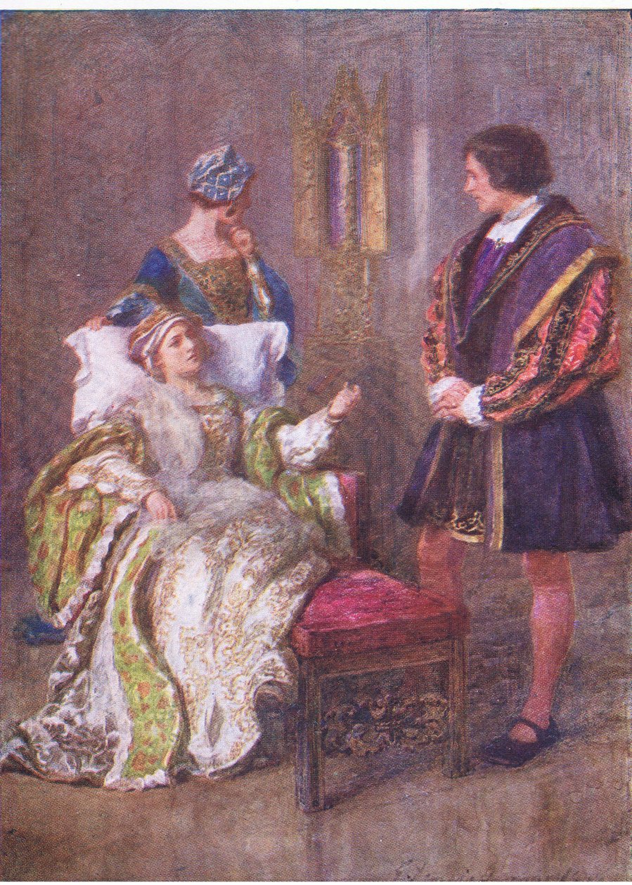 Mens onde manerer lever i messing; der er dyder vi skriver i vand (Kong Henrik VIII), fra Shakespeares samlede værker udgivet af George Harrap & Co Ltd, 1920