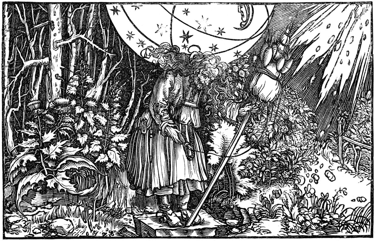 Gammel kvinde heks eller fe spinder, 1547 af Hans Holbein der Jüngere