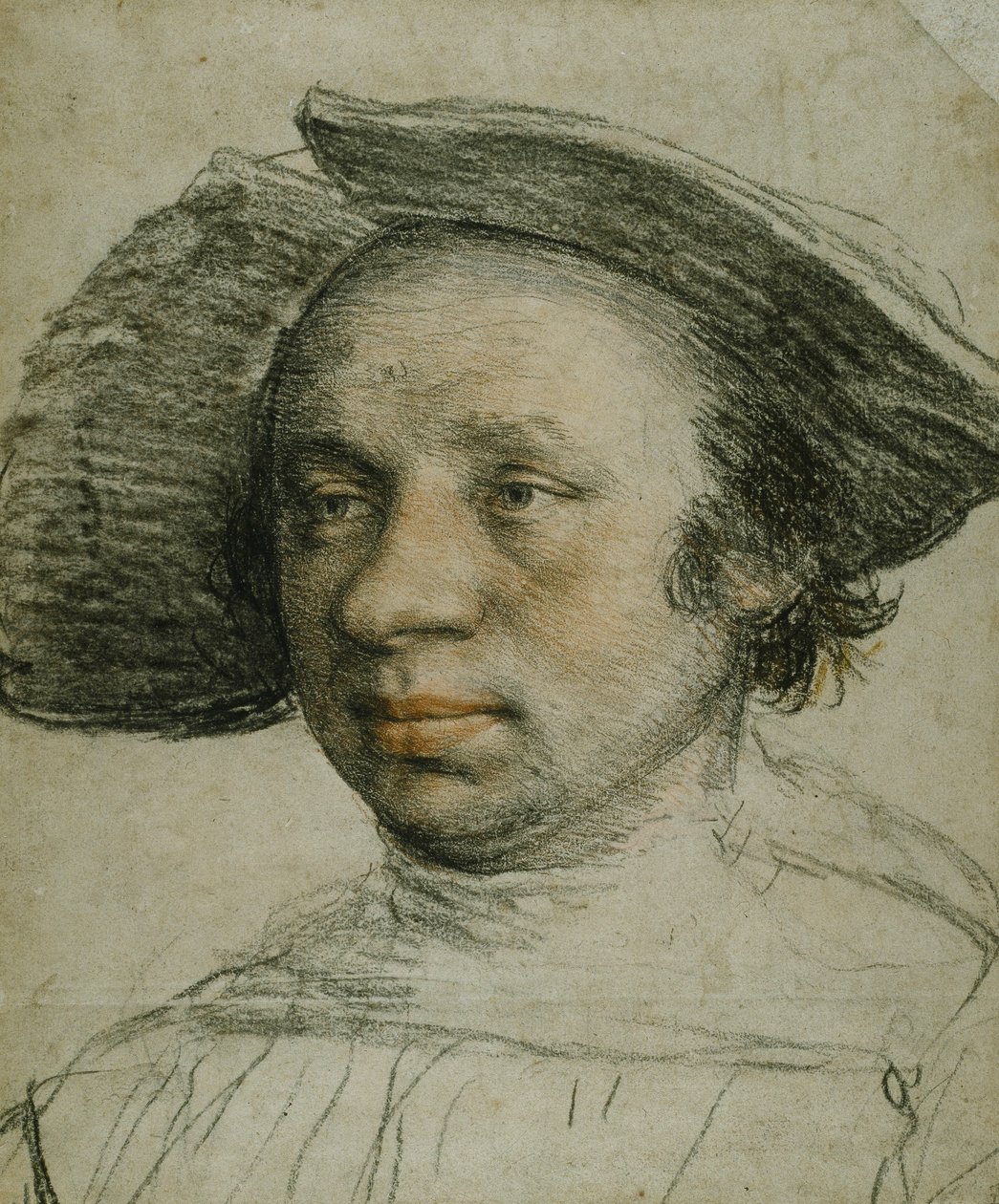 Portræt af en yngling i en bredskygget hat, ca. 1524-26 (kridt på papir) af Hans Holbein der Jüngere
