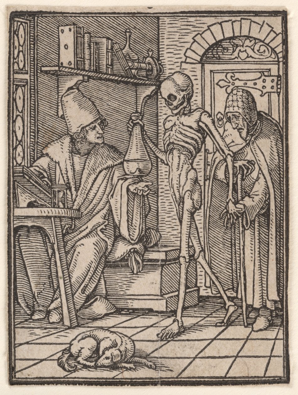 Doktoren (eller lægen), fra "Dødedansen" af Hans Holbein the Younger