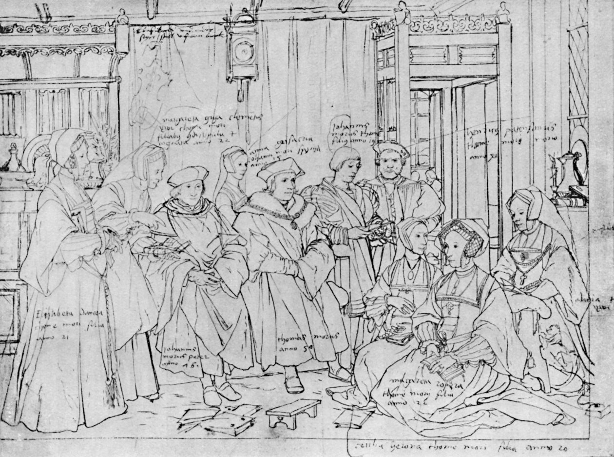 The More Family, fra skitsen af Holbein på Basel Museum, 1527, 1903 af Hans Holbein der Jüngere
