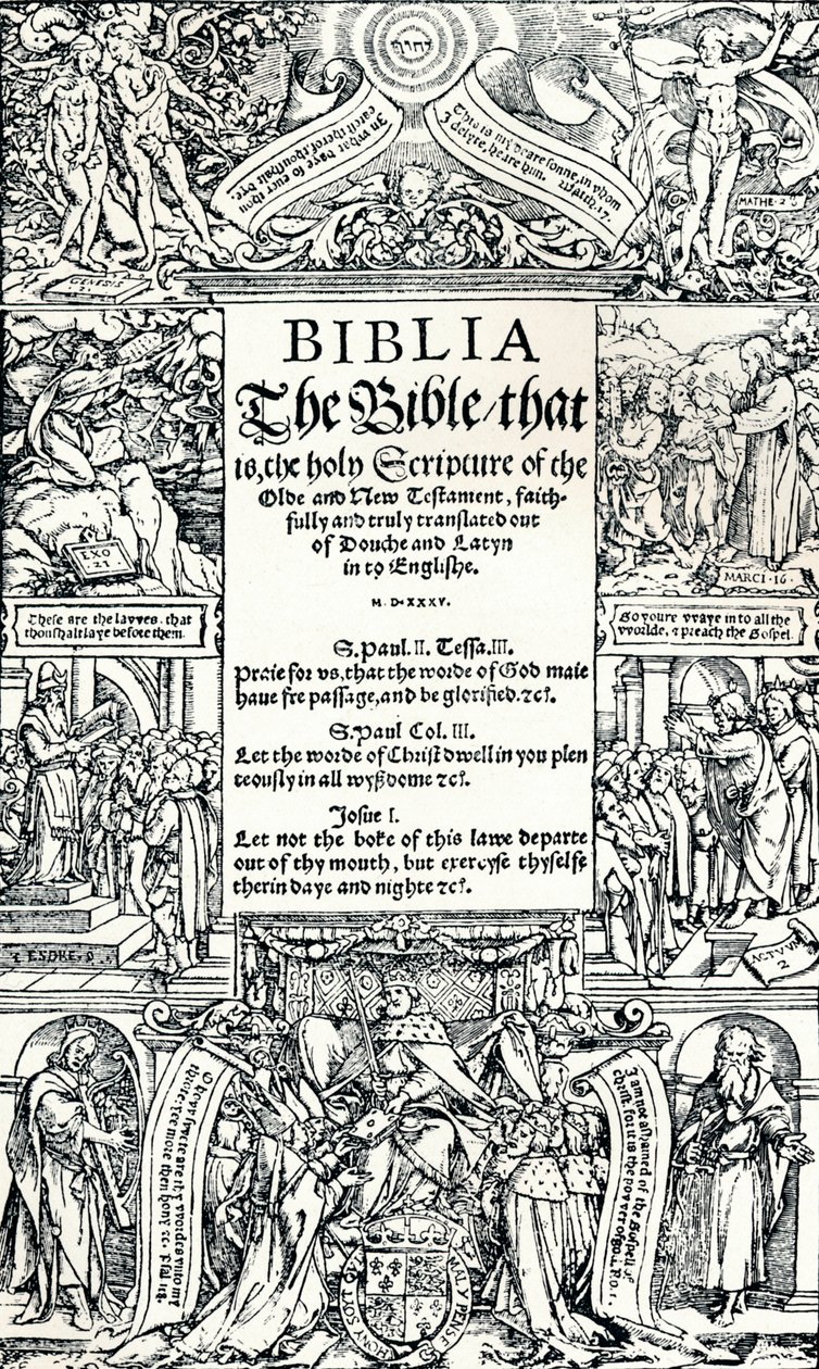 Titelside af Coverdales English Bible, 1535 af Hans Holbein der Jüngere