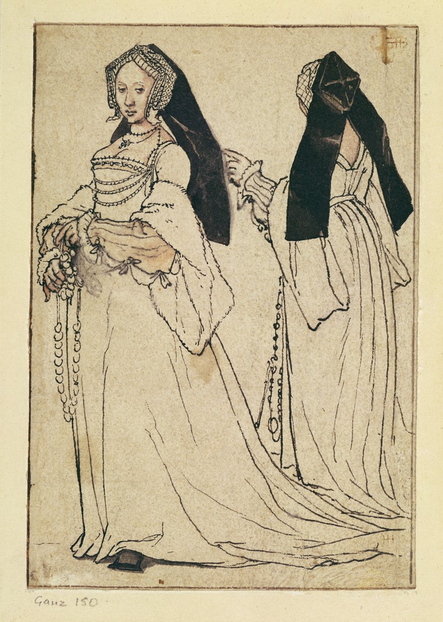 To visninger af en kvinde iført engelsk hætte, ca. 1528-30 af Hans Holbein der Jüngere
