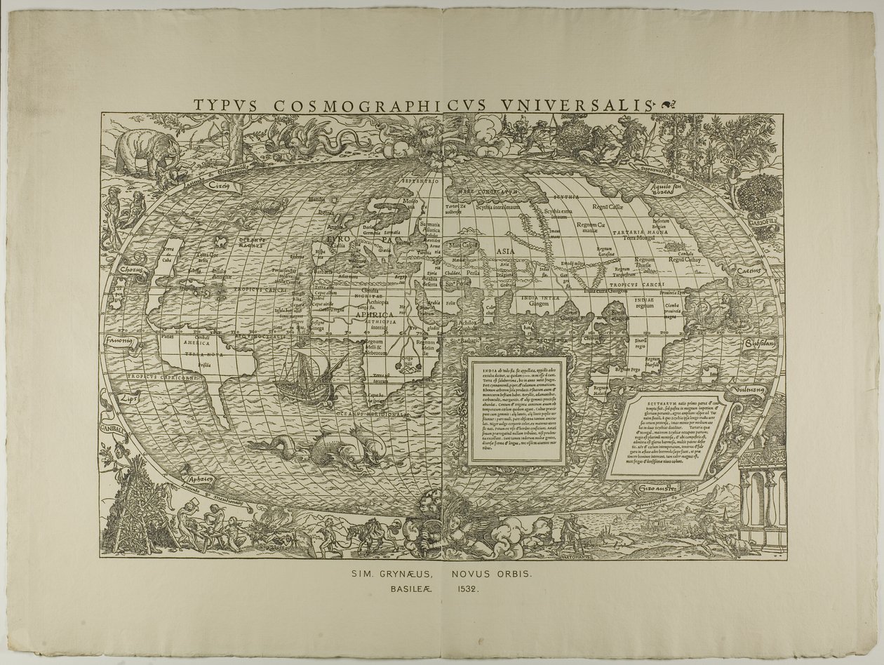 Type Cosmographicus Universalis, Sim. Grynaeus, Novus Orbis, Basileae 1532 af Hans Holbein the Younger