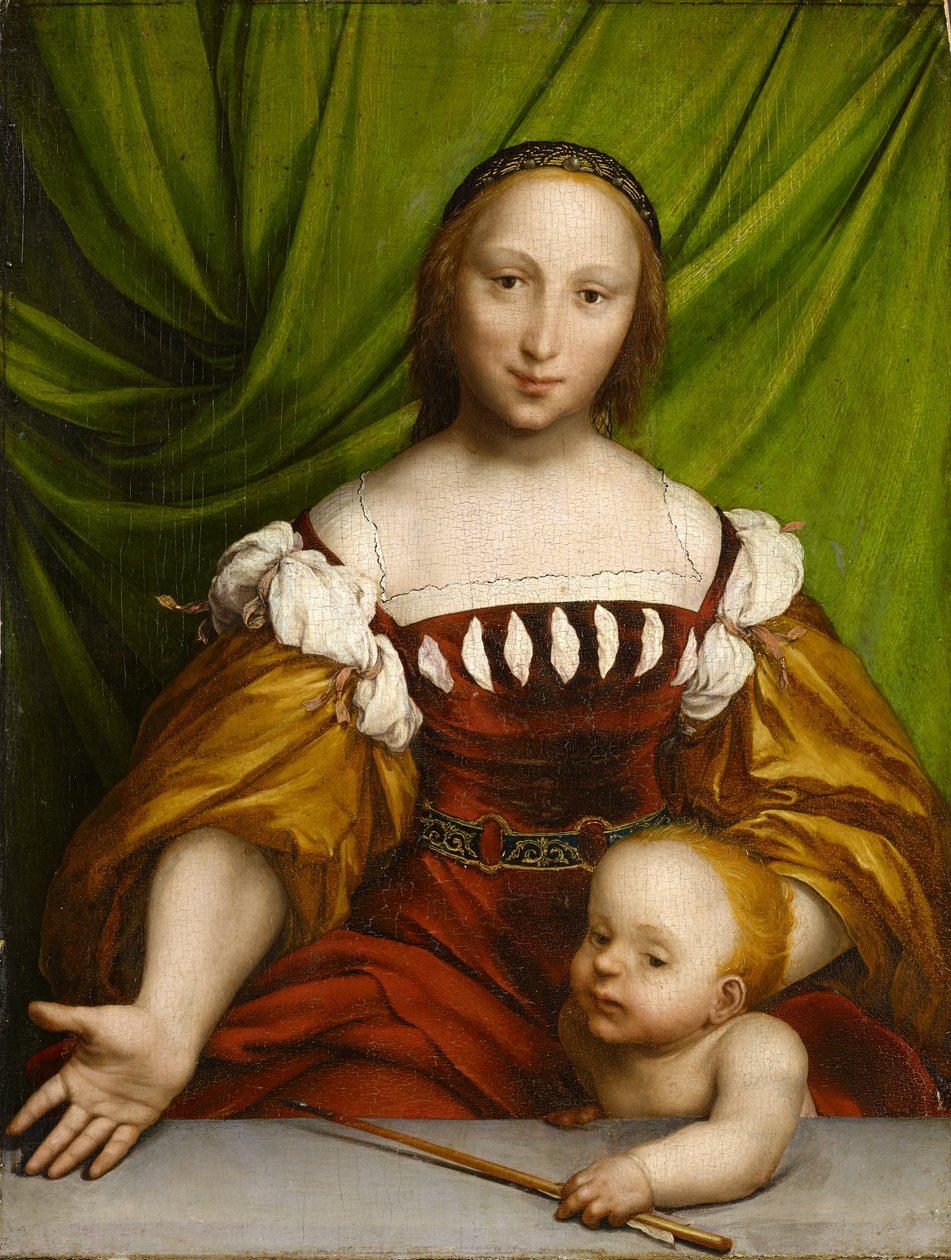 Venus med Amor, 1526-28 (olie på kalktræ) af Hans Holbein der Jüngere
