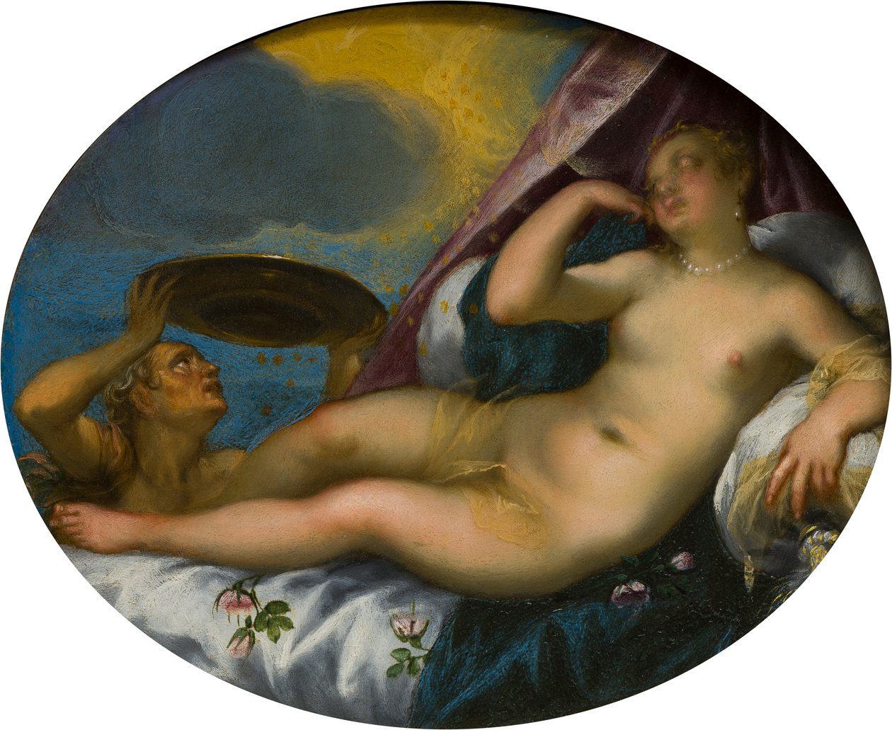 Danae and the Shower of Gold, ca. 1584-1625 (olie på lærred) af Hans I or Johann Rottenhammer