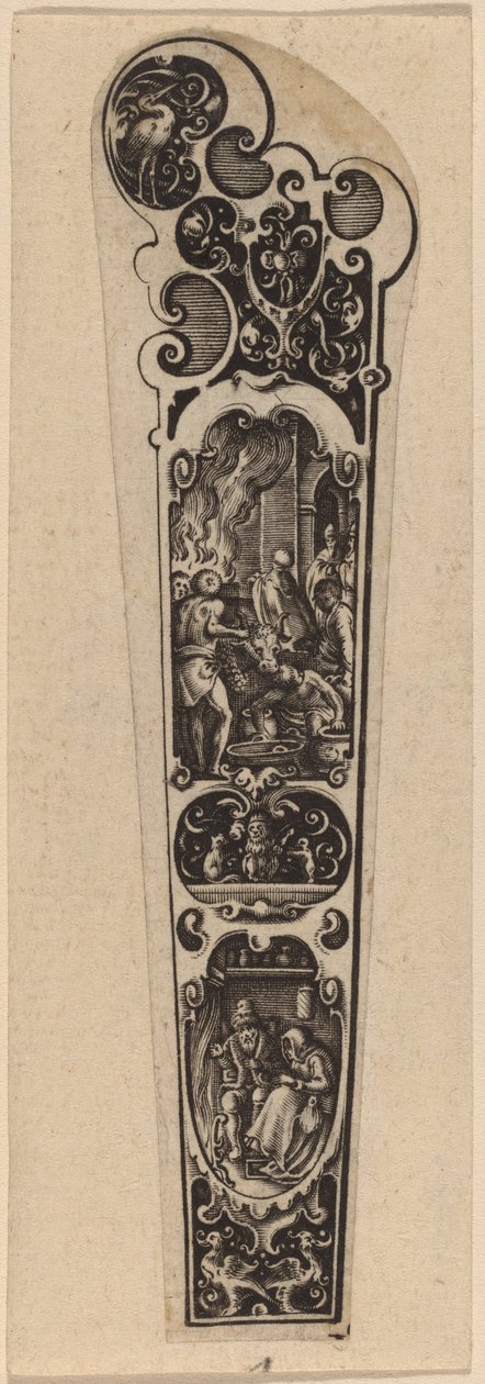 Håndtag til Kniv eller Gaffel, prydet med Figurer af Hans Janssen