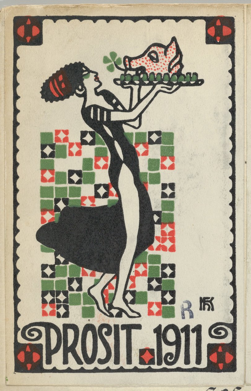 Nytårskort: Cheers 1911 Prosit, 1910. af Hans Kalmsteiner