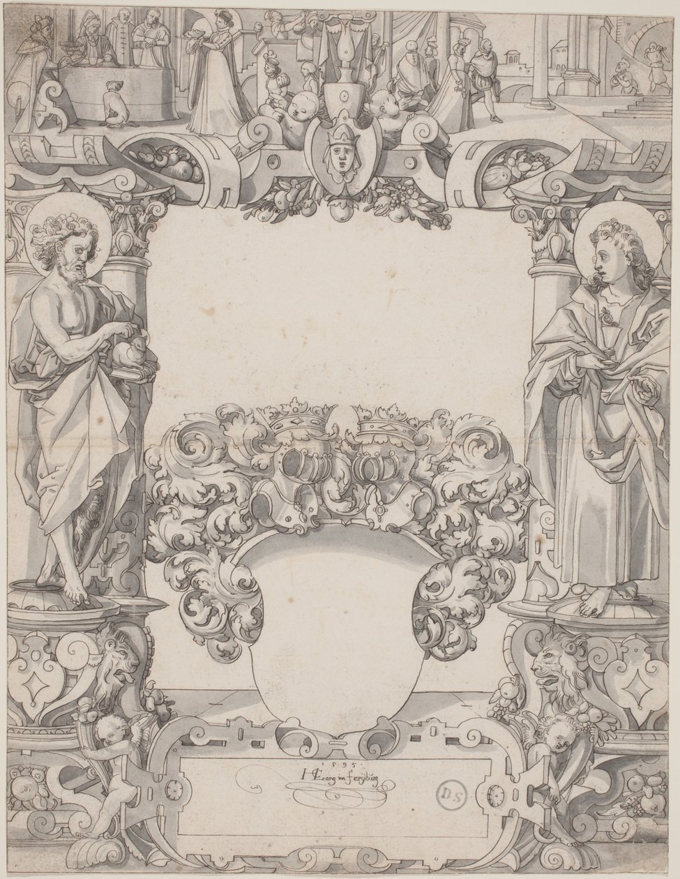 Glasdesign med Sankt Johannes Døberen og Sankt Johannes Evangelisten af Hans Kaspar Lang the Elder