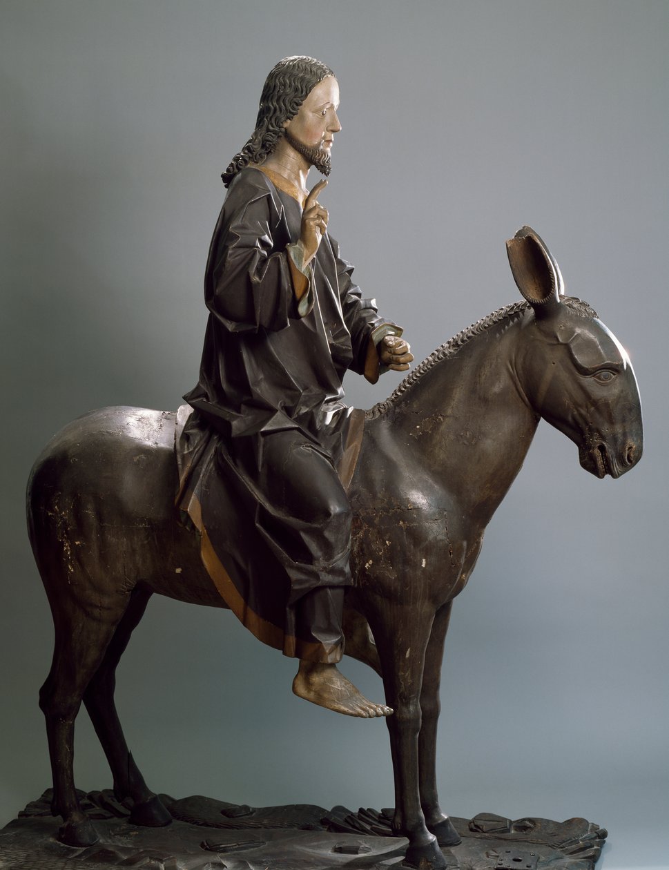 Kristus på æsel, ca 1498, af Hans Klocker (aktiv ca 1478-1500), polykrom træstatue, Italien af Hans Klocker