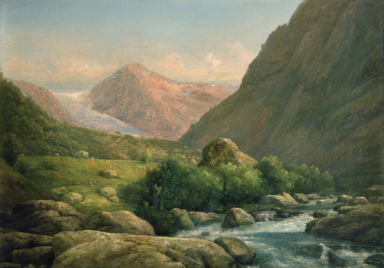 Bondhus gletscher (olie på lærred) af Hans Leganger Reusch