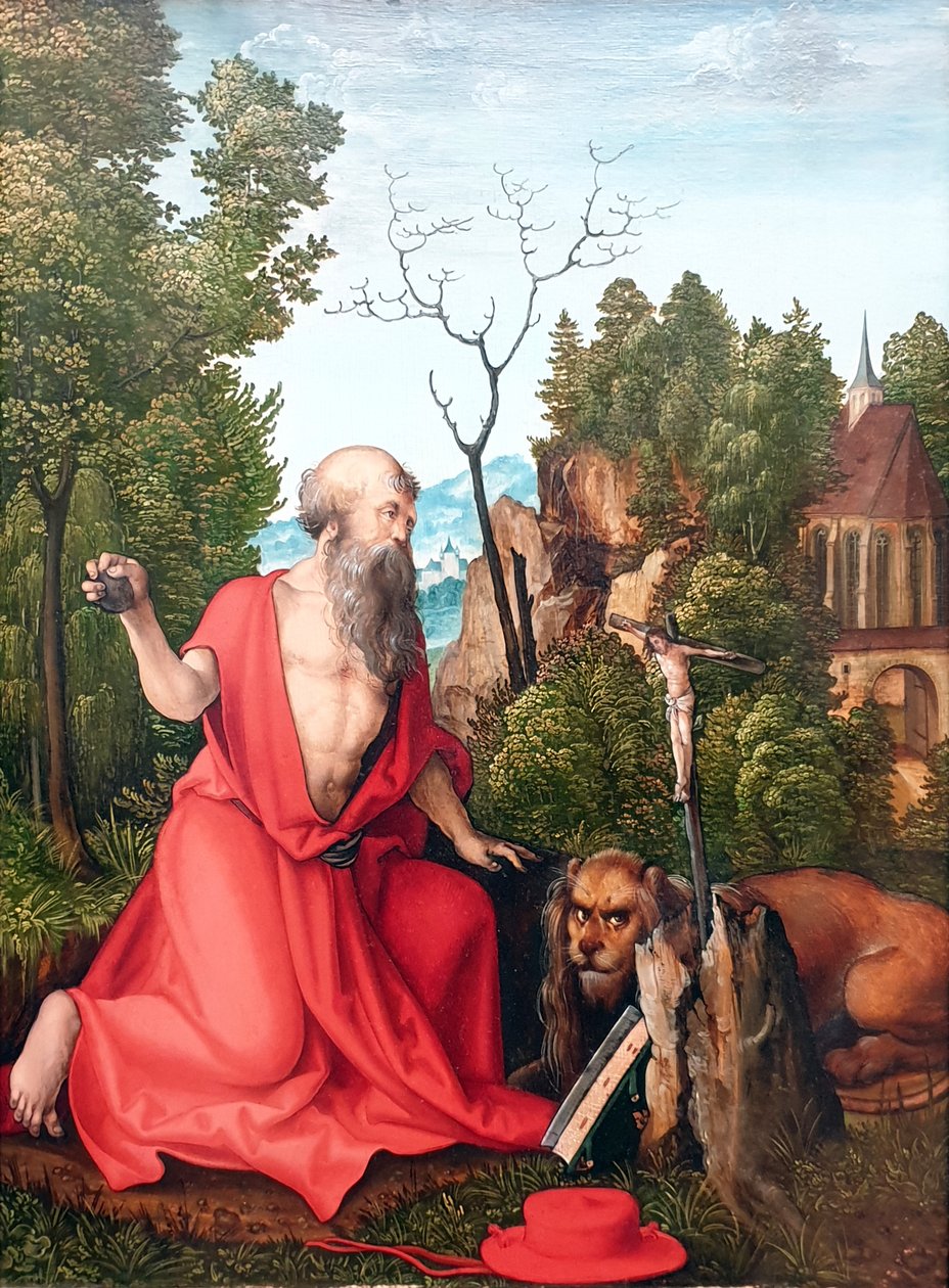 Tysk: Sankt Hieronymus Sankt Hieronymus i ørkenen af Hans Leonhard Schäufelein