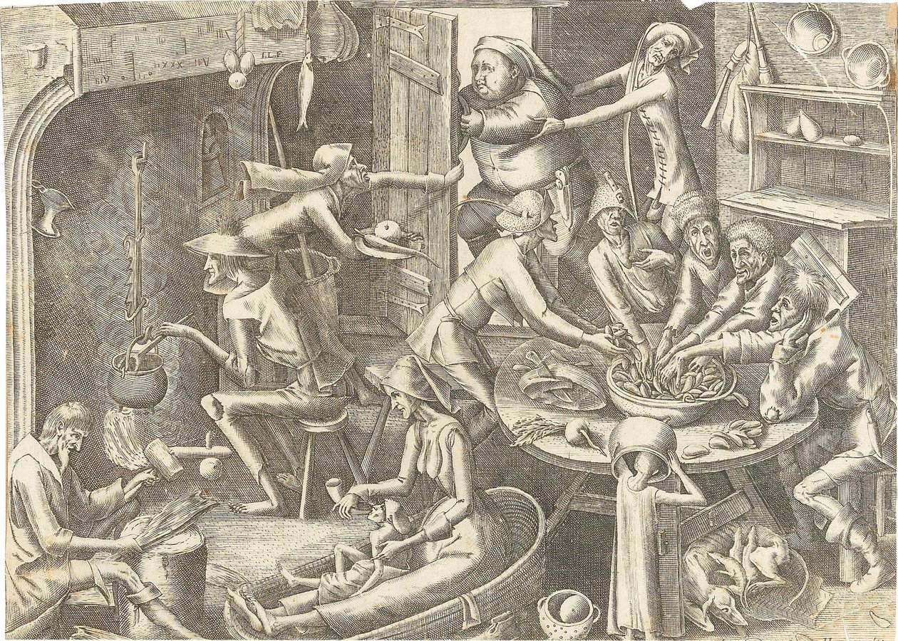 Det fattige køkken efter Pieter Brueghel I, ca 1563. af Hans Liefrinck the Elder