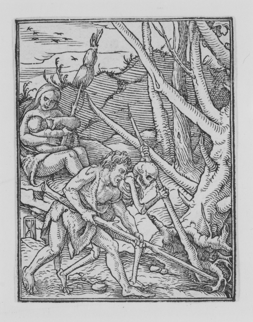 Adam graver, fra Dødedansen, ca. 1526, udgivet 1538. af Hans Lützelburger