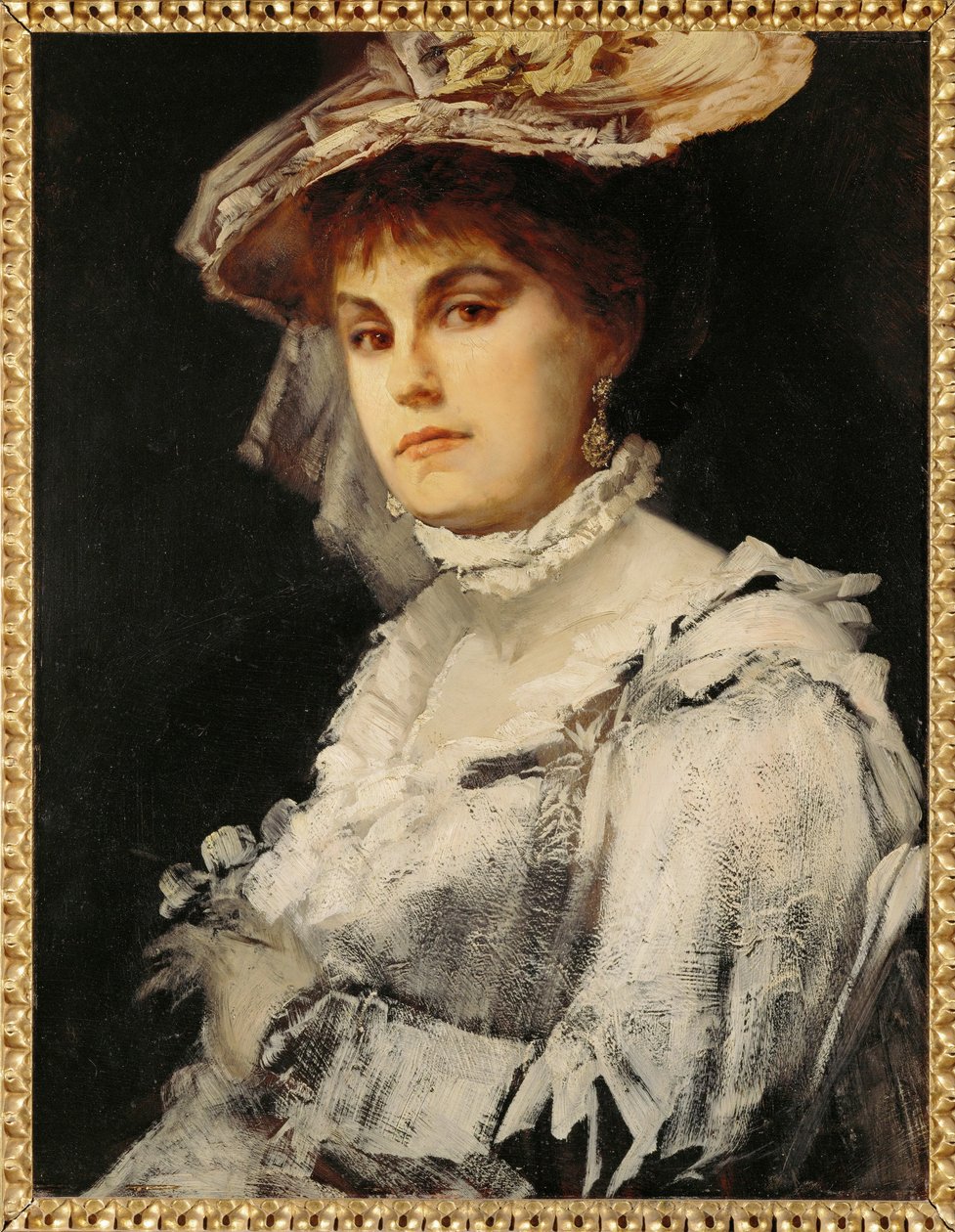 Amalie Makart, malerens første kone ... (maleri på træ) af Hans Makart