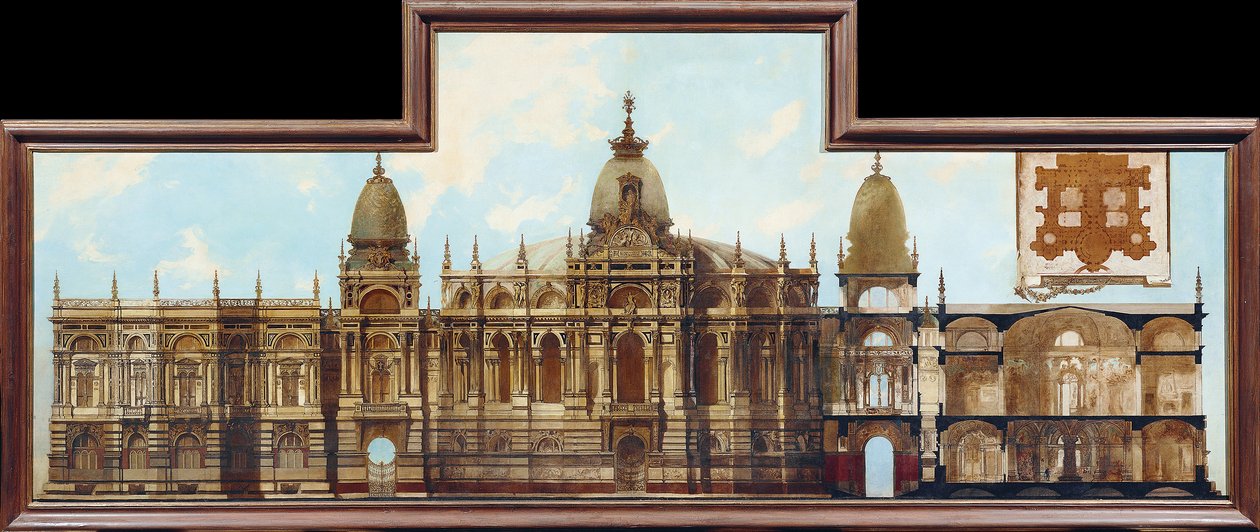 Design til et palads: Bagside og plantegning af Hans Makart
