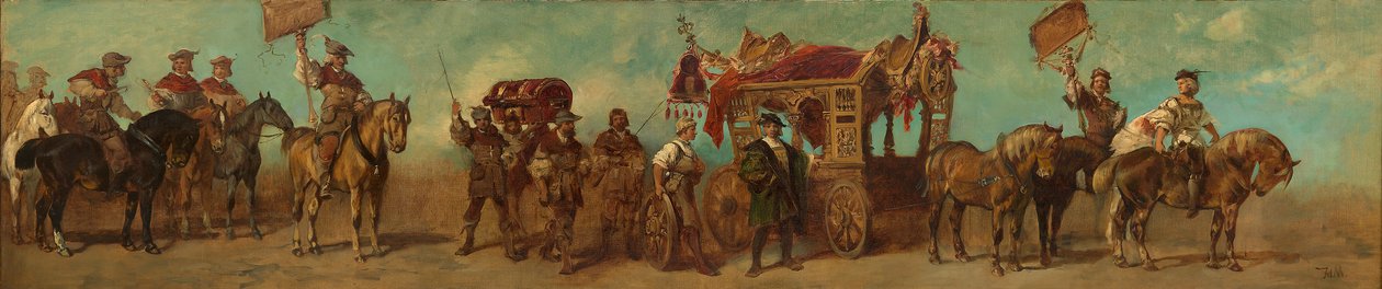 Udkast til festoptoget 1879 - Vognbyggere, sadelmagere, remmagere og taskemagere af Hans Makart