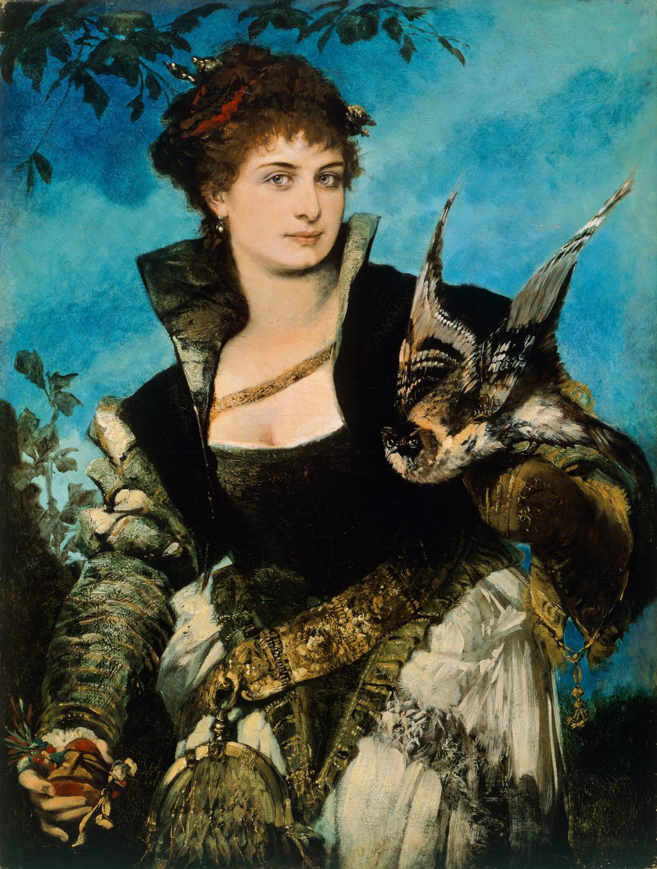 Falkoner af Hans Makart (1840-1884), olie på lærred af Hans Makart