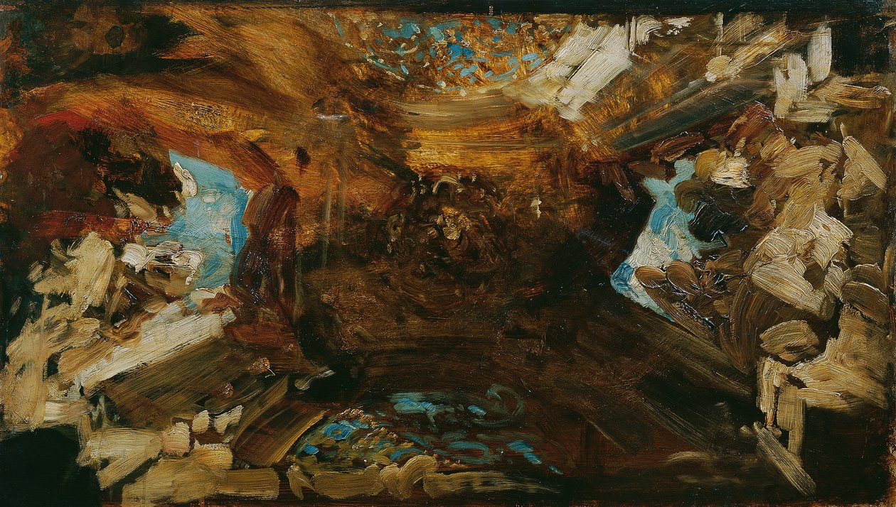 Farveskitse til loftet "De fire dele af verden" af Hans Makart