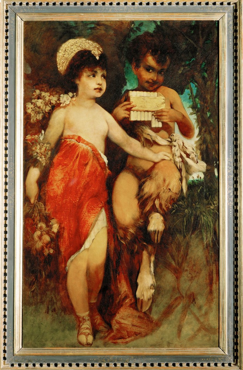 Faun og nymfe ... (maleri på lærred) af Hans Makart