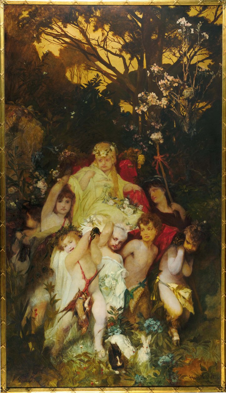 Moderne Amoretti, Triptykon, centralpanel, 1868. af Hans Makart