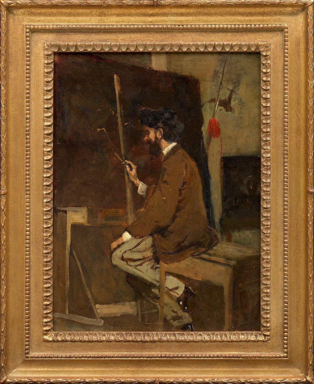 Selvportræt af Hans Makart foran et staffeli af Hans Makart